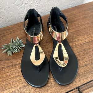 BCBG Gold and Black Sandals